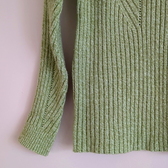 Small Sundance Ribbed Green Silk Blend Turtleneck Sweater Soft Cozy Comfy - Picture 5 of 12